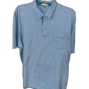 Peter‎ Millar Men's Blue Striped Polo Shirt Casual Golf Tennis Summer XXL